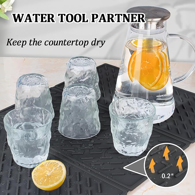 Dish Drying Mat for Kitchen Counter, Collapsible Trifold Large Dish Drainer Mat - Image 2