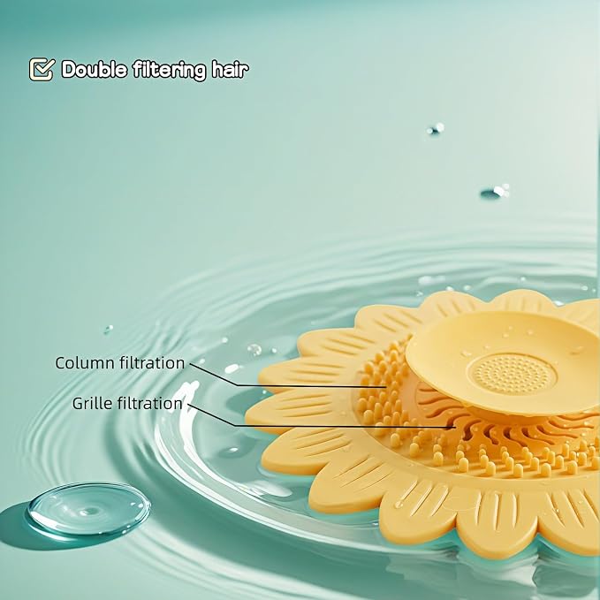 Sunflower Silicone Drain Cover, Flower Shape Bathtub Drain Cover, Non-Slip - Image 9