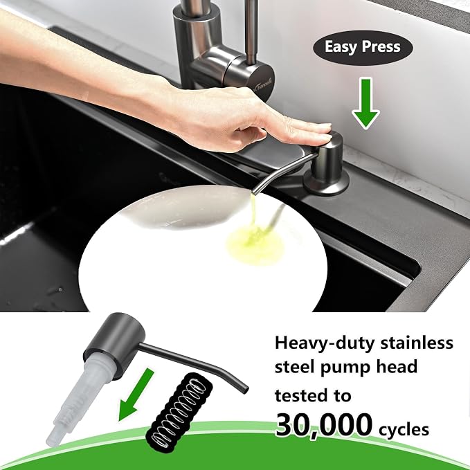 Built in Soap Dispenser for Kitchen Sink, Stainless Steel Gun Gery Countertop - Image 5