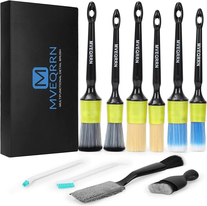10PCS Car Detailing Brush Set, Boars Hair Car Cleaning Detail Brush kit by MVEQRRNcardetailbrushset