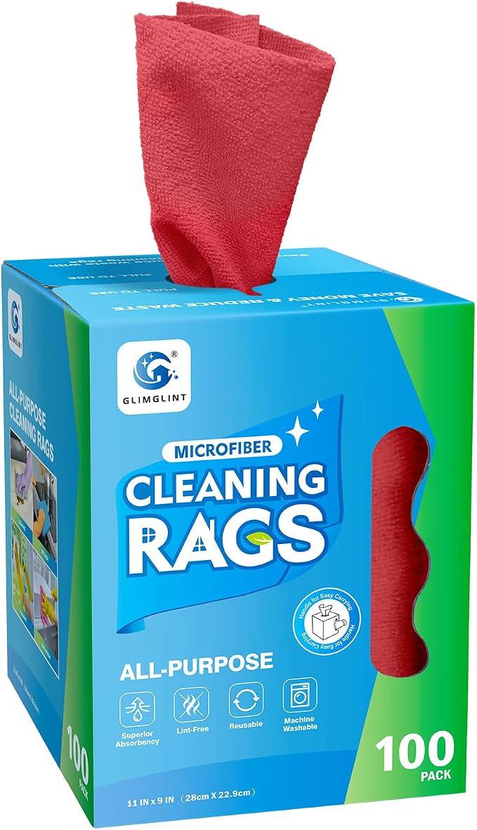 GLIMGLINT Red Microfiber Cleaning Cloth, 100 Pack Cleaning Rags, Ultra by Unknown