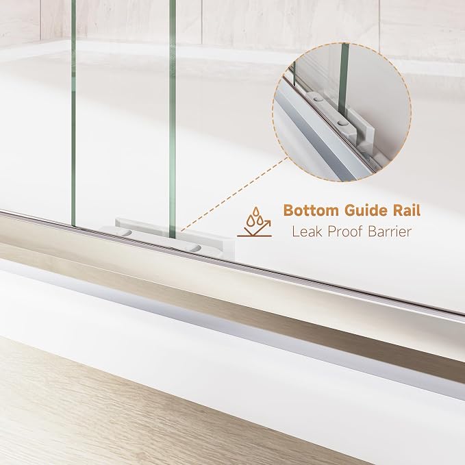 Shower Door 56-60 in. W x 72 in. H, UCALAFEE Semi-Frameless Double Sliding - Image 3