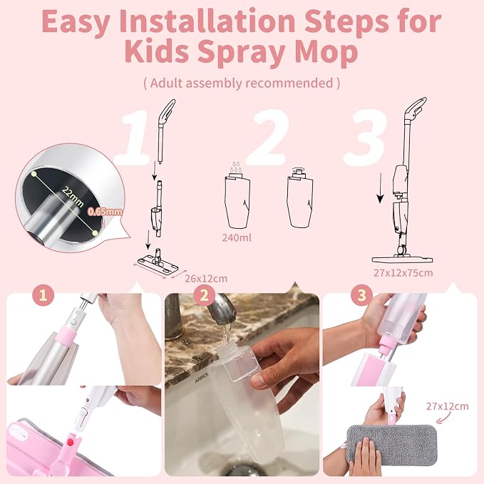 Kids Spray Mop, Fun & Functional Toddler Cleaning Set, Real Working Mop - Image 2