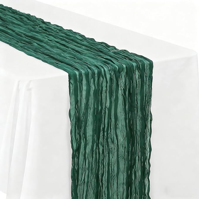 BALCONY & FALCON 2 Pack Emerald Green Cheesecloth Table Runner 10FT 120 Inch Rustic & Boho Farmhouse Gauze Cheese Cloth Runners for Wedding Fall Thanksgiving Christmas Party Baby Shower Birthday Decor