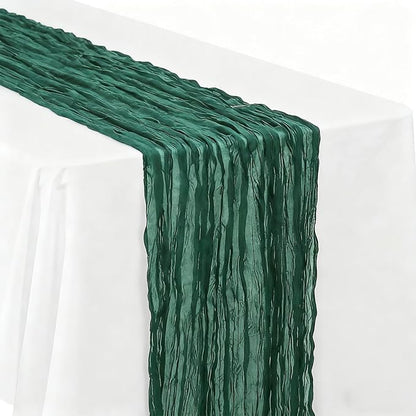 BALCONY & FALCON 2 Pack Emerald Green Cheesecloth Table Runner 10FT 120 Inch Rustic & Boho Farmhouse Gauze Cheese Cloth Runners for Wedding Fall Thanksgiving Christmas Party Baby Shower Birthday Decor