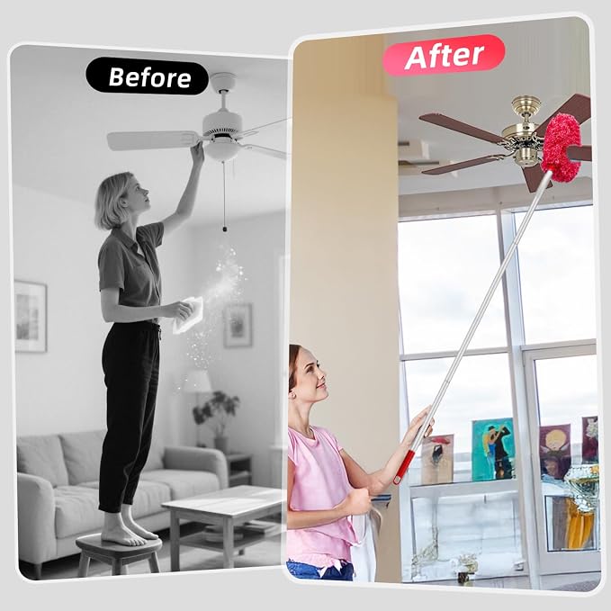 DRQ Ceiling Fan Cleaner Duster, 2 Pack Reusable Microfiber Duster - Image 7