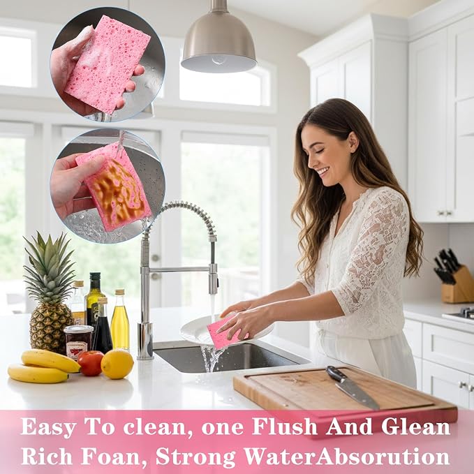 Sibba 16Pcs Cellulose Kitchen Sponges, 6 Color Compressed Cleaning Sponges - Image 5