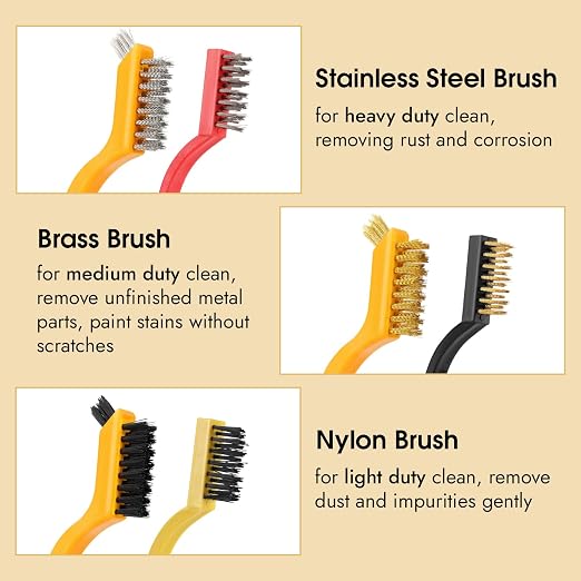 6 Pieces Wire Brushes Set, Small Metal Brass Brush, Stainless Steel Brush - Image 3