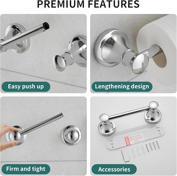 Hoimpro Wall Mounted Rustproof Chrome Toilet Tissue Paper Holder Bathroom - Image 7