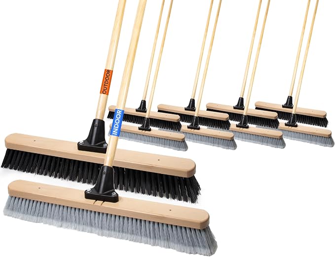 ALANNG 24” Push Brooms for Indoor and Outdoor, Heavy Duty Broom for Sweeping by ALANNG