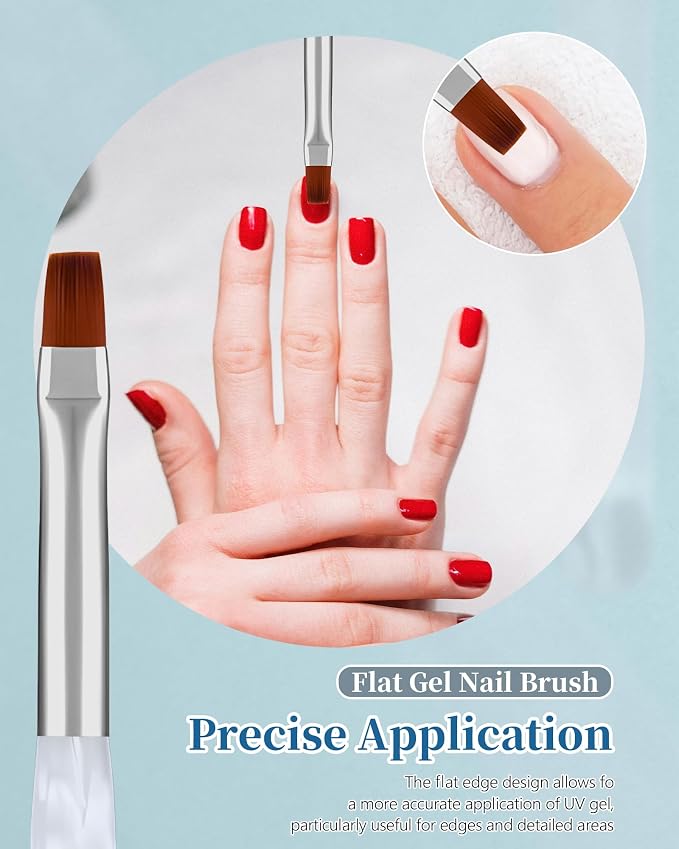 3PCS Nail Polish Clean Up Brush, Round&Falt&Angled Acetone Resistant Nail Brush - Image 3