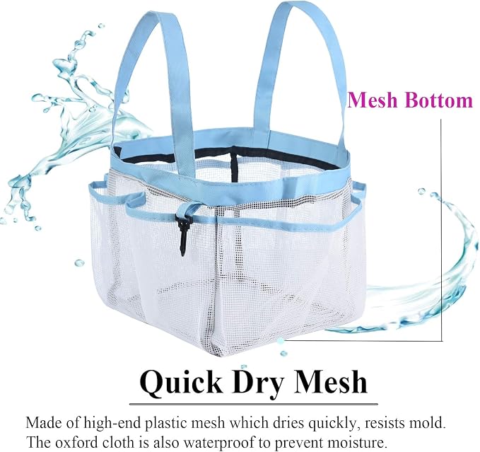 Haundry Mesh Shower Caddy Tote, Large College Dorm Bathroom Caddy Organizer - Image 5