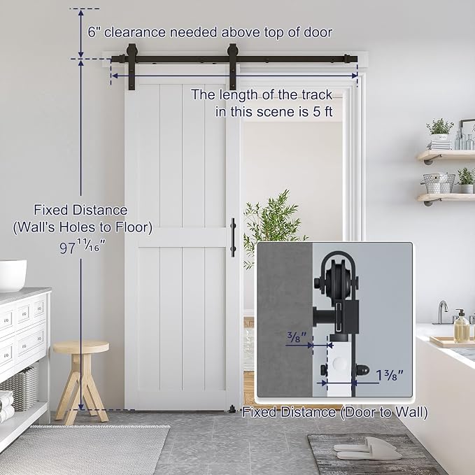 SmartStandard 30 x 96 inch White Sliding MDF Barn Door - Image 2