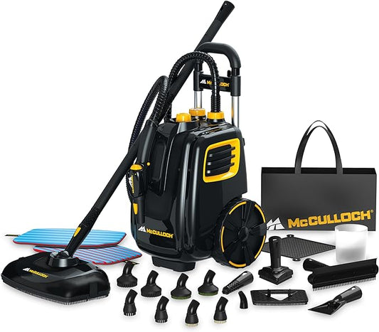 McCulloch MC1385 Deluxe Canister Steam Cleaner, 2-Hour Runtime, Chemical-Free by McCulloch