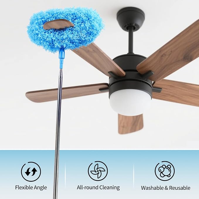 Ceiling Fan Cleaner Duster Reusable Microfiber Removable Extendable Duster - Image 6