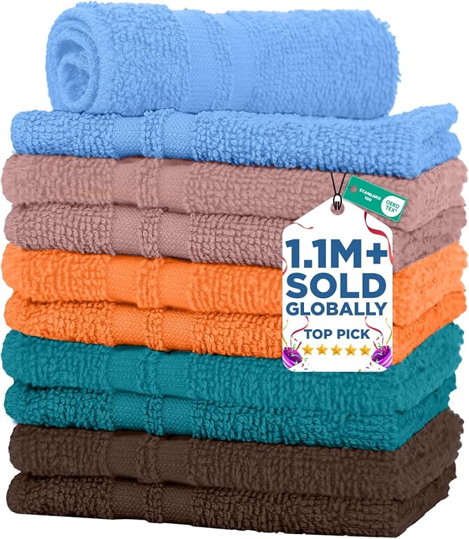 DAN RIVER 10 Pack Wash Cloths for Showering by DanRiver
