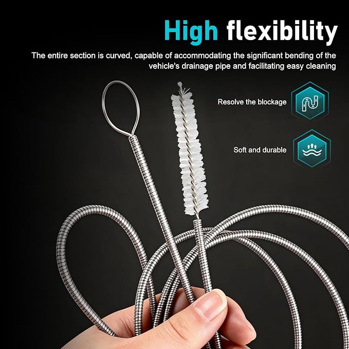 WZP Auto Sunroof Drain Cleaning Tool, 61 Inch Flexible Drain Brush, Stainless - Image 4