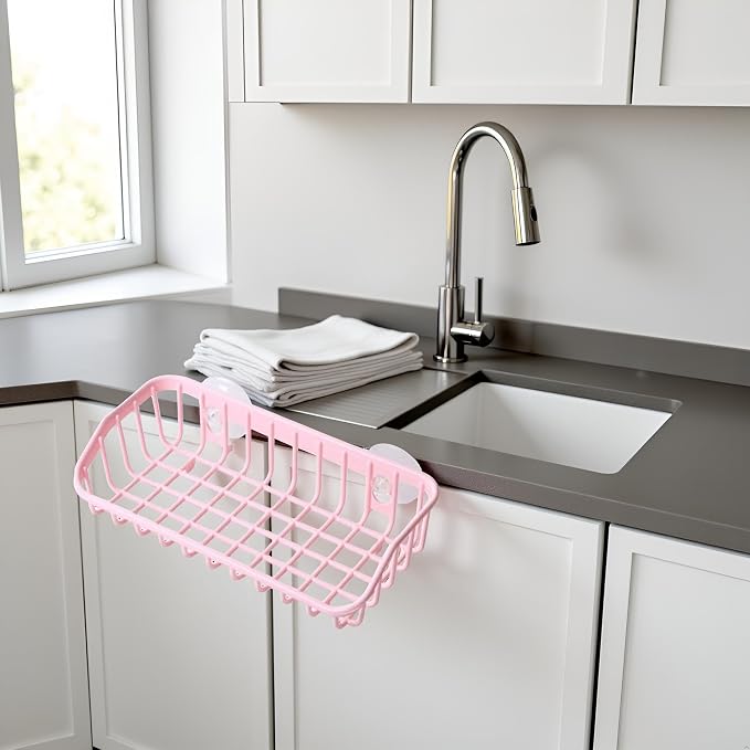 Pink Multifunctional Drain Rack, Hanging Storage Rack Drain Rack Sink Shelf - Image 8
