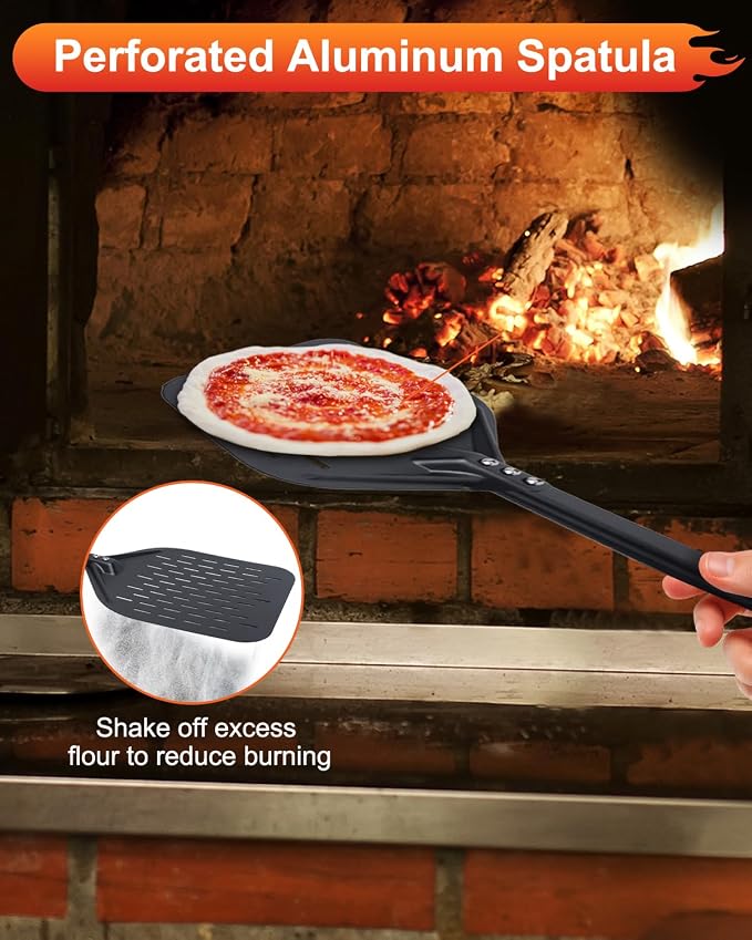 4PCS Perforated Pizza Peel 9&12 Inch, Heat-Resistant Oven Mitts, Bubble Spinner - Image 3