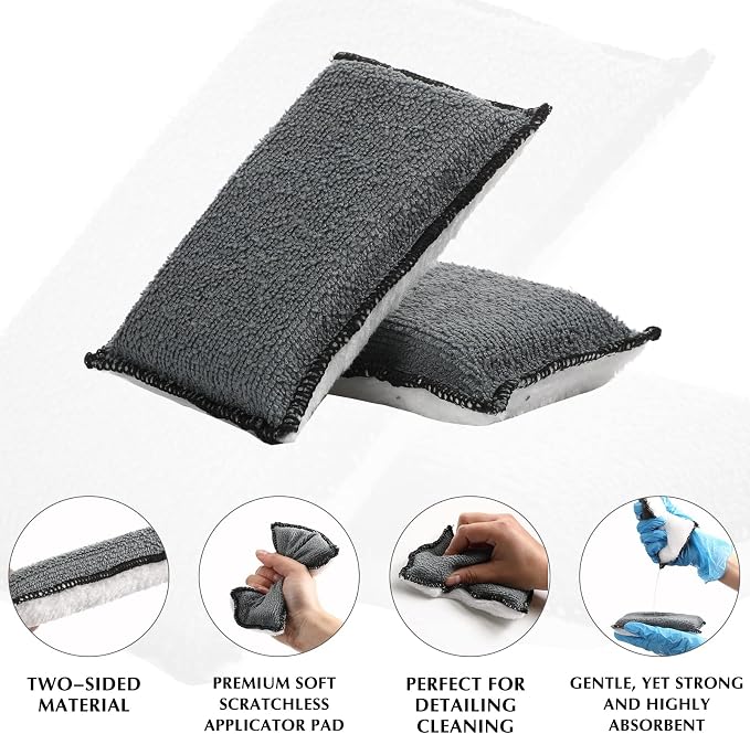 Mudder 12 Pcs Car Interior Scrubbing Sponge 5'' x 3'' Fiber Car Wax Applicator - Image 4