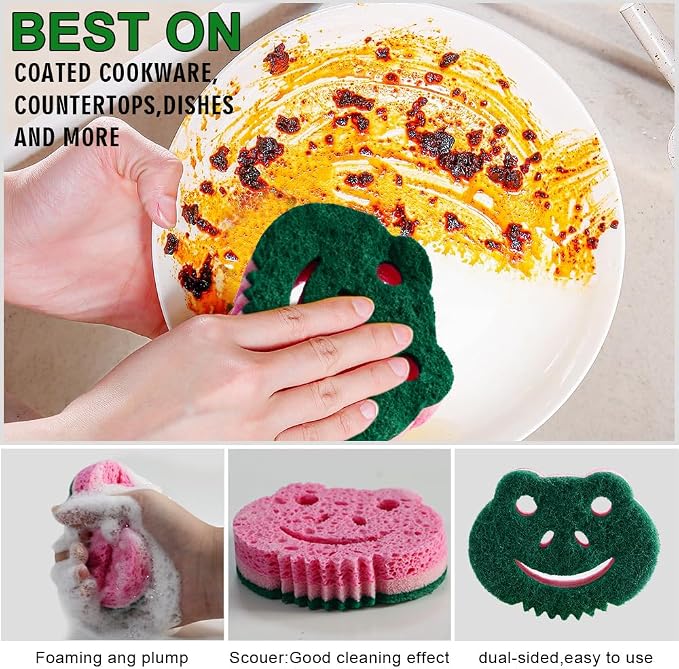 SmilePowo 12 Pack Scrub Sponge, Bulk Sponges, Dual-Sided Multi-Functional - Image 3