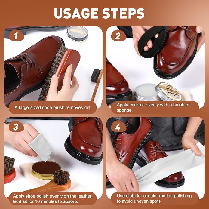 CHMI 16PCS Leather Shoe Polish Kit, Shoe Shine Kit - Image 6
