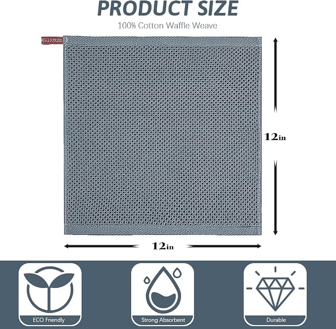 Nialnant 100% Cotton Dish Rags, 6 Pack Waffle Weave Kitchen Towels, Quick - Image 2