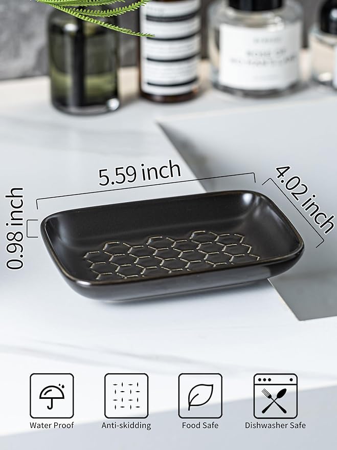 Gomakren Soap Dish for Shower, Bar Soap Holder, Ceramic Soap Dishes for Bar Soap - Image 2