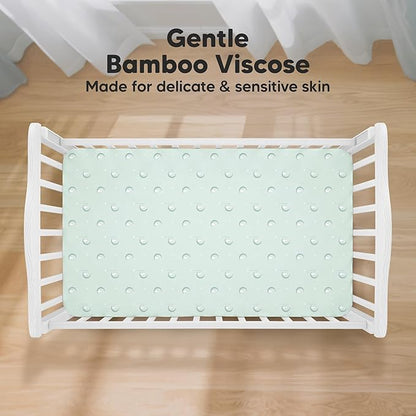 KeaBabies 2-Pack Baby Crib Sheets for Boys, Girls - 52x28 Viscose Derived from Bamboo Toddler Bed Sheets Neutral, Fitted Crib Mattress Cover for Standard Baby Bedding, Soft & Cozy (Lunaris)