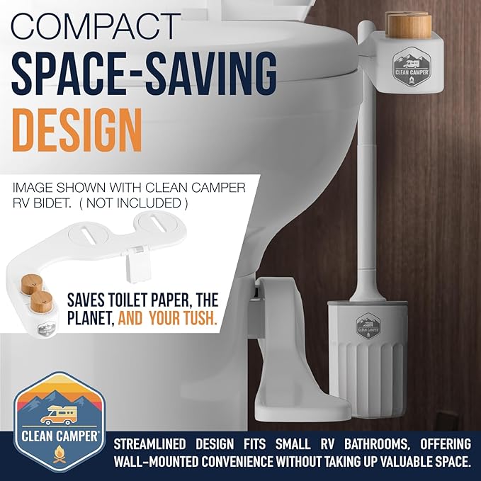 RV Toilet Brush by Clean Camper – Wall-Mounted Set, Scratch-Free Dual-Sided Head - Image 5