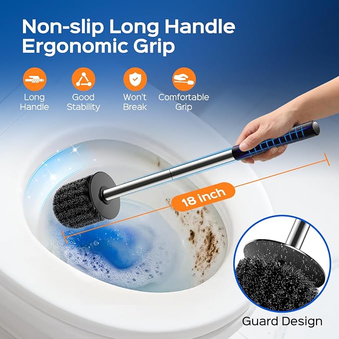 HAMITOR Toilet Brush and Holder Set: 2 Pack Stainless Steel Rustproof Kits - Image 5