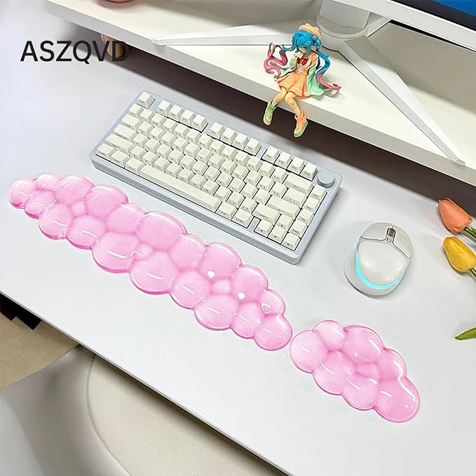 Mouse Pad with Wrist Rest, Soft Cloud Gel Keyboard Mouse Pad Set with Hand - Image 2