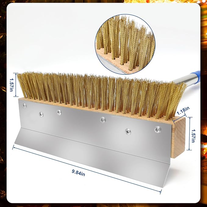 Pizza Oven Brush with Scraper and 4 Sections Detachable Long Rod and - Image 5
