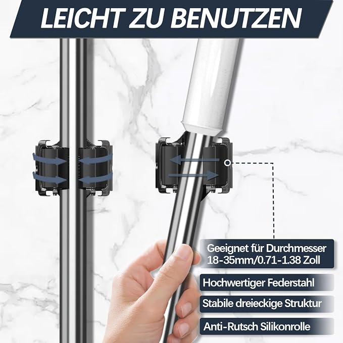 Mop and Broom Holder Big Size Hanging 1KG Extra, 20 Pack, Wall Mount - Image 5