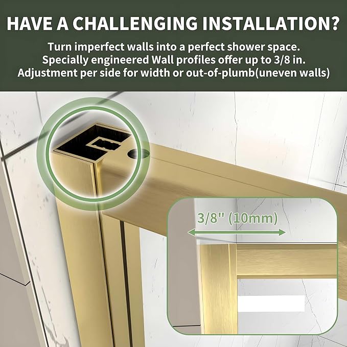 Pivot Glass Shower Door, 44–48" W x 71" H, 1/4" Clear SGCC Tempered Glass - Image 5