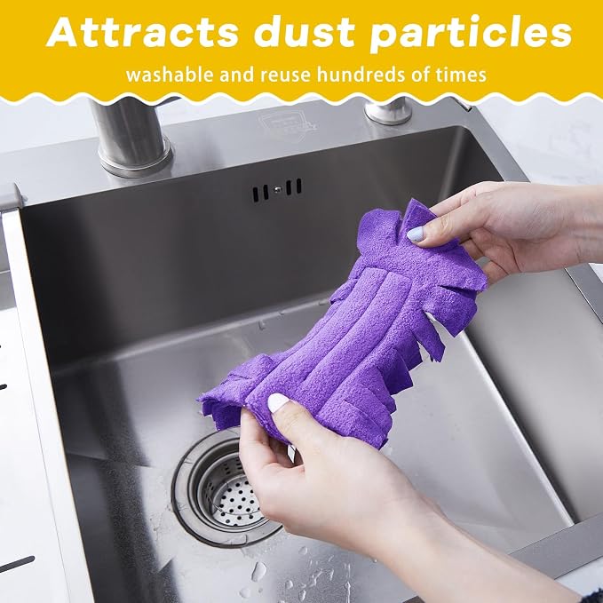 Zubebe 12 Pcs Duster Refill Reusable Fleece Duster Refills Feather Flat Dusters - Image 5