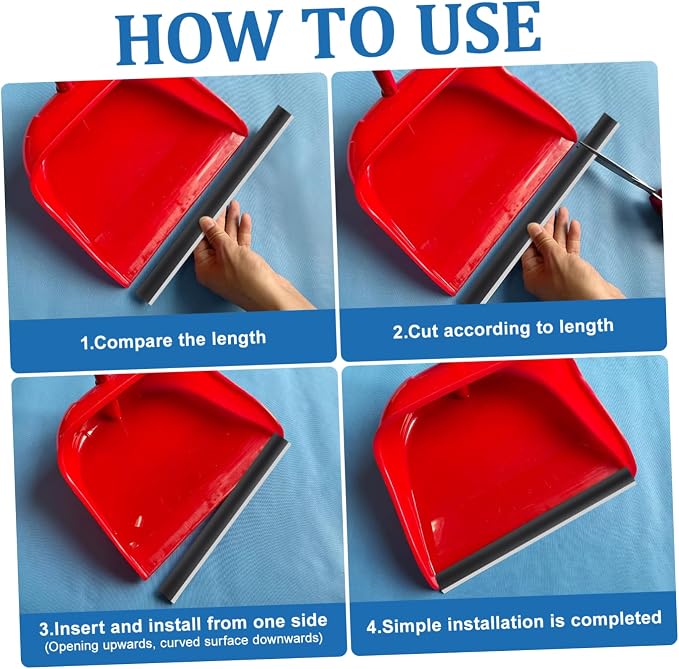 BESTYASH 4pcs Upright Dust Pan Lip Strip Dustpan Edge Strip Replacement Rubber - Image 3