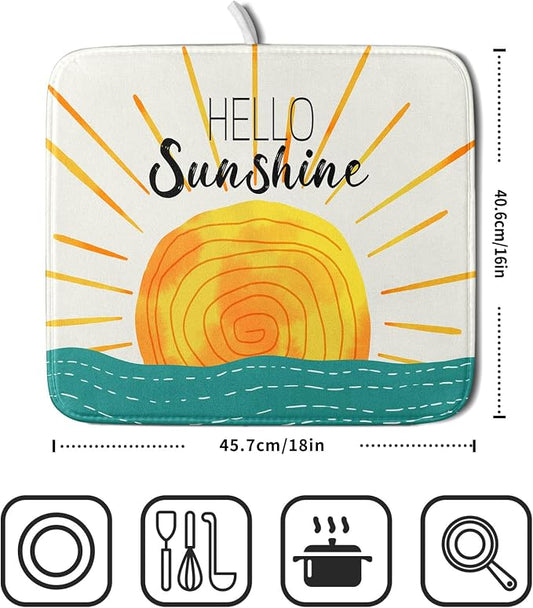 Summer Seaside Sunset over Sea Dish Drying Mat - Image 2