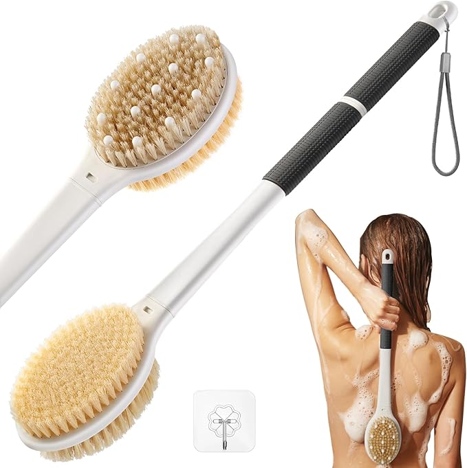 Shower Brush for Massage Dry Brushing: Back Scrubber for Shower by Rafow
