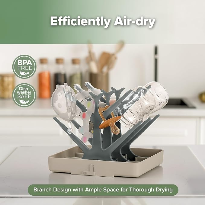 haakaa Baby Bottle Drying Rack, Space Saving Bottle Drying Tree - Image 2
