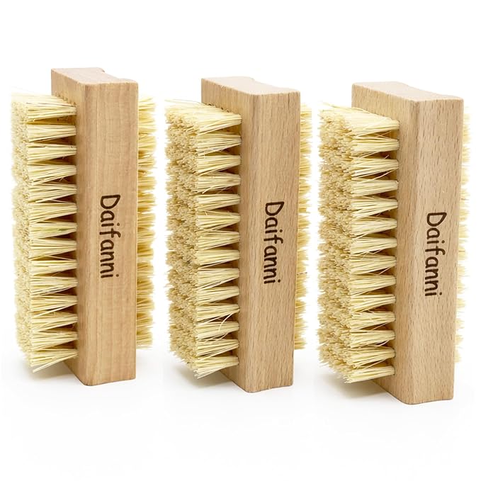 Wooden Nail Brush, Double-Sided Fingernail Scrub Brush by Daifanni