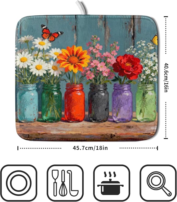 Spring Summer Floral Dish Drying Mat - Image 2