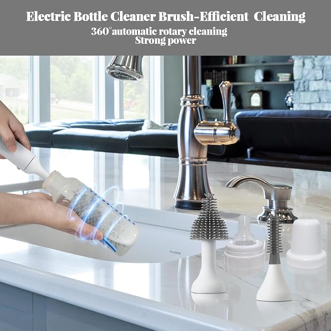Electric Cleaning Brush with USB Rechargeable Electric Bottle Brush Cleaner and - Image 2