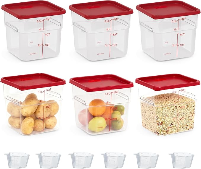 6 Pack 6 Quart Square Clear Food Storage Containers - Image 8