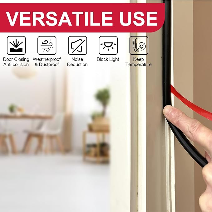 【New Upgrade】 Silicone Door Weather Stripping Door Seal Strip, 19.7 Feet - Image 7