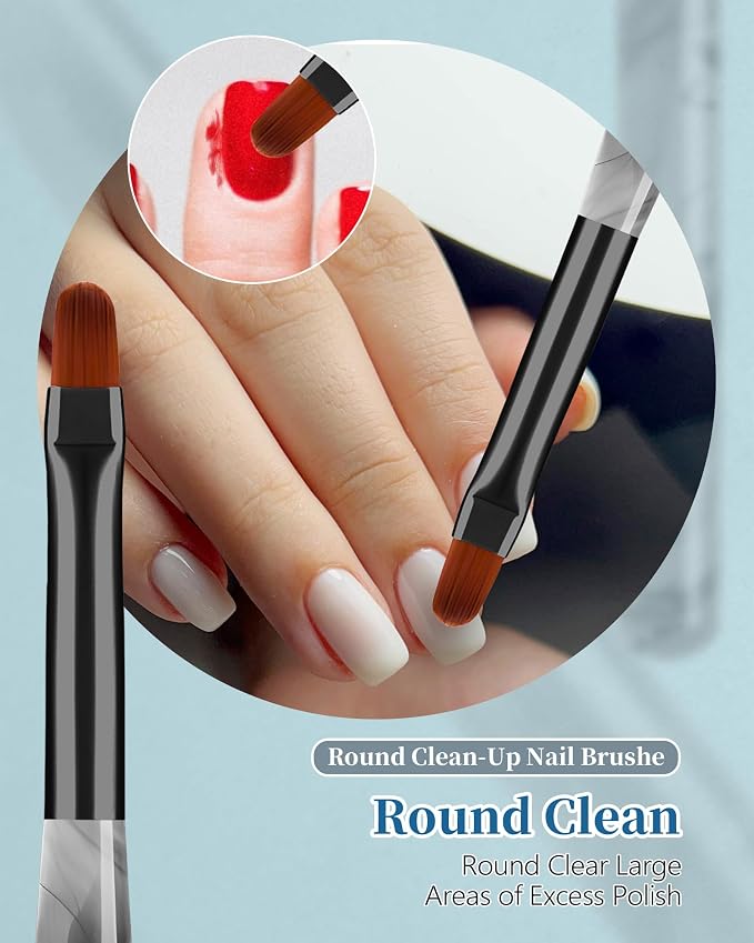 3PCS Nail Polish Clean Up Brush, Round&Falt&Angled Acetone Resistant Nail Brush - Image 4