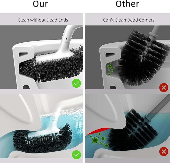 HAMITOR Toilet Bowl Brush Holder Set: 3 Pack Bathroom Deep Cleaning Toilet - Image 3