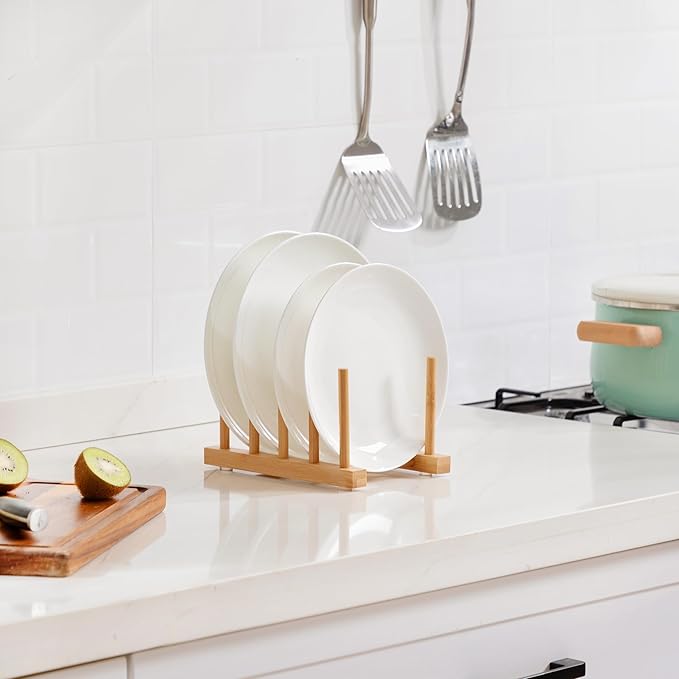 Bamboo Dish Drying Rack for Kitchen Counter and Cabinet, - Image 5