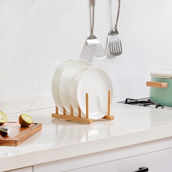Bamboo Dish Drying Rack for Kitchen Counter and Cabinet, - Image 5