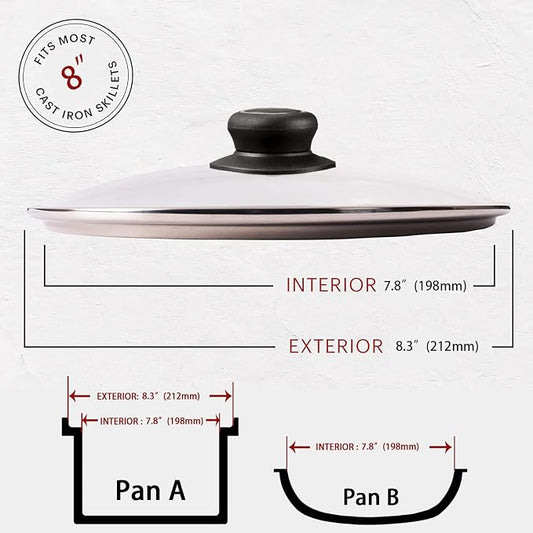 8 Inch Glass Lid for Frying Pan Lid, Fry Pan Lid, Skillet Lid, Pan Lid - Image 2